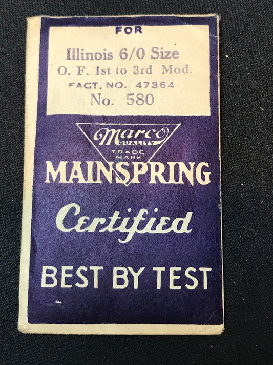 Marco Mainspring #580 for 6/0s Illinois Factory No. 47364 - Steel
