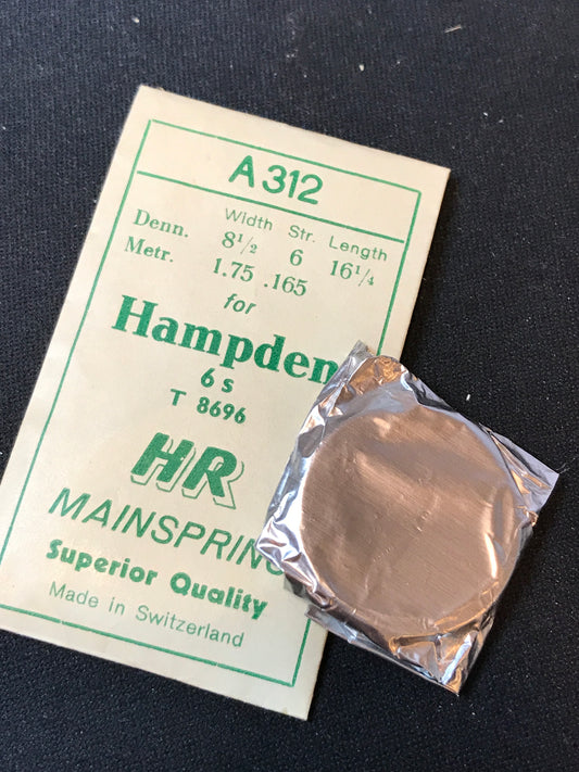HR Mainspring A312 for 6s Hampden Factory No. 8696 - Steel