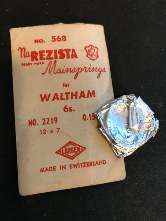 NuREZISTA Mainspring #568 for 6s Waltham No. 2219 - Steel