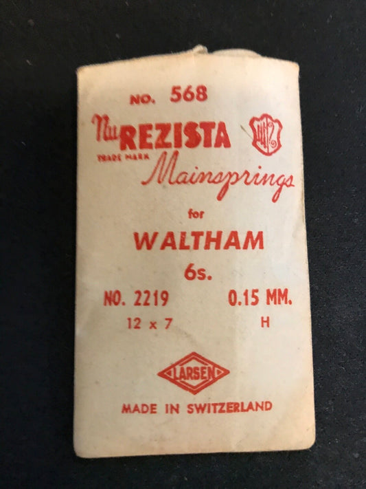 NuREZISTA Mainspring #568 for 6s Waltham No. 2219 - Steel
