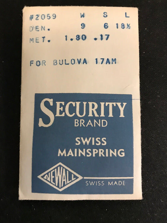 NEWALL Security Mainspring #2059 for Bulova caliber 17AM - Alloy