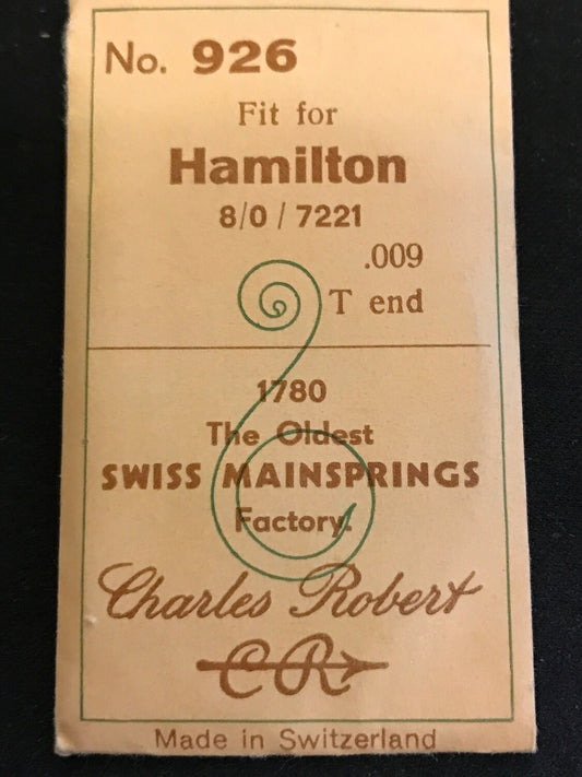 CR Mainspring - Hamilton 8/0s #7221 - Steel