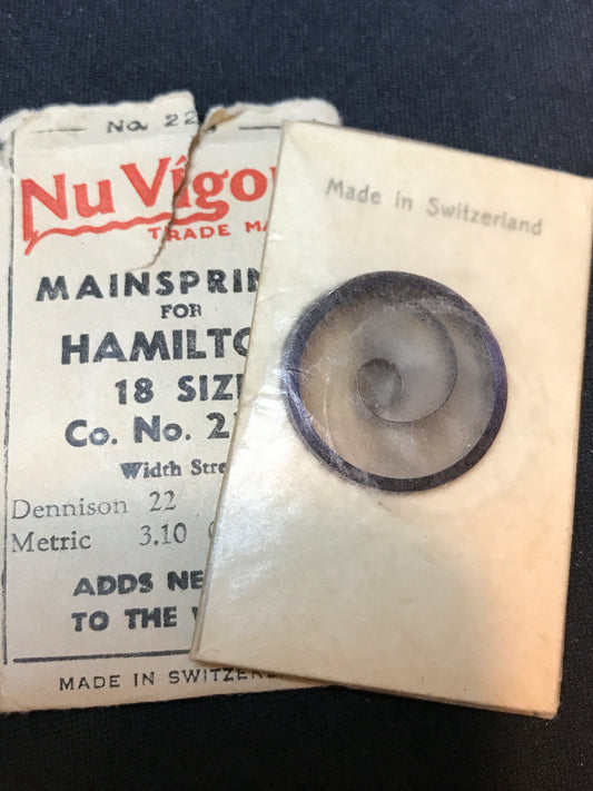NuVigor Mainspring #229 for Hamilton 18s Factory No. 232 - Steel
