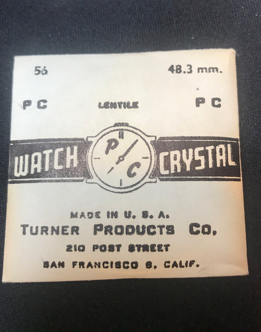 Turner Round Pocket Watch Crystal PC 56, 48.3mm - New