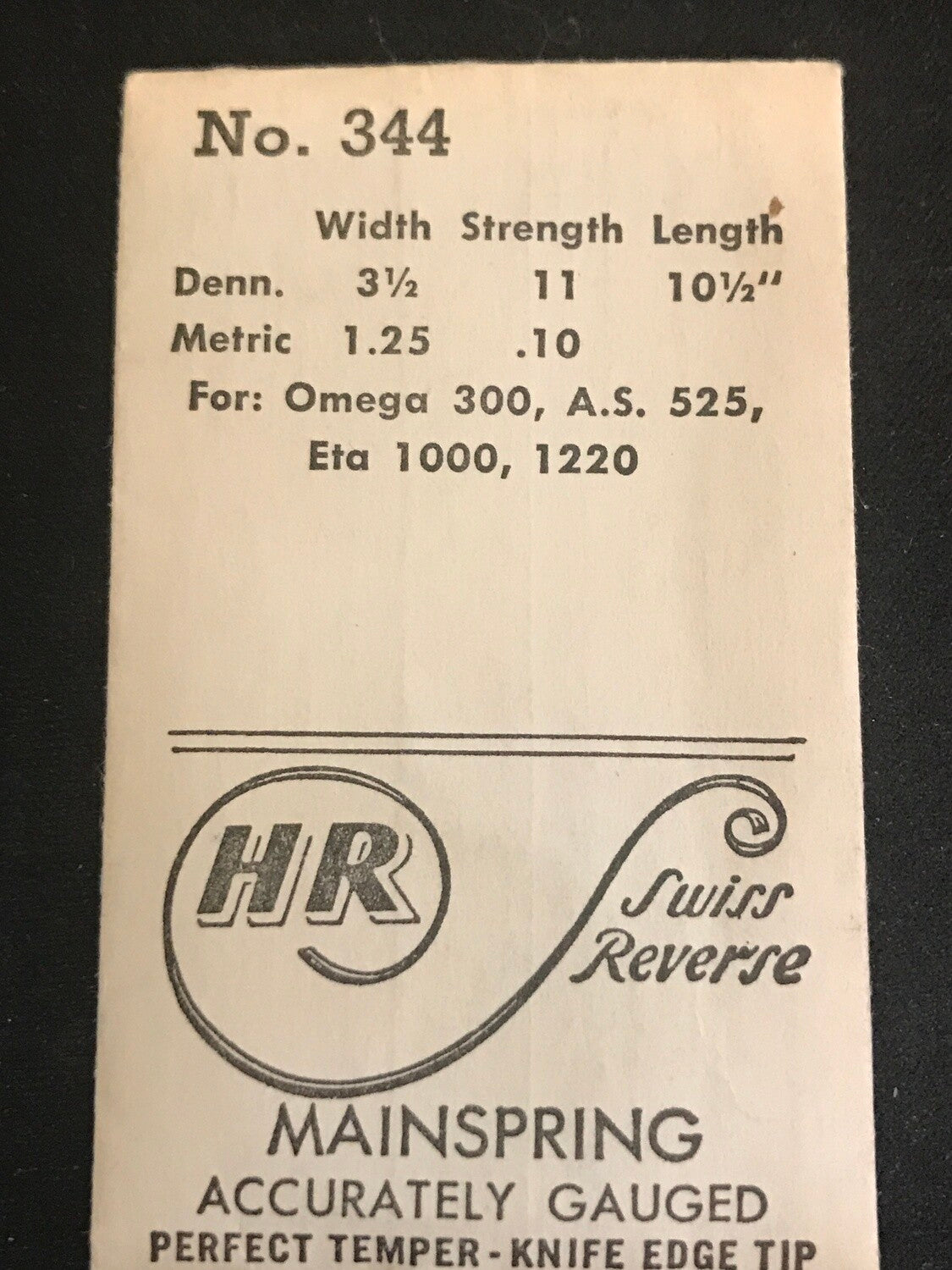 HR Mainspring No. 344 for Omega 300, ETA 1000, 1220 - Steel