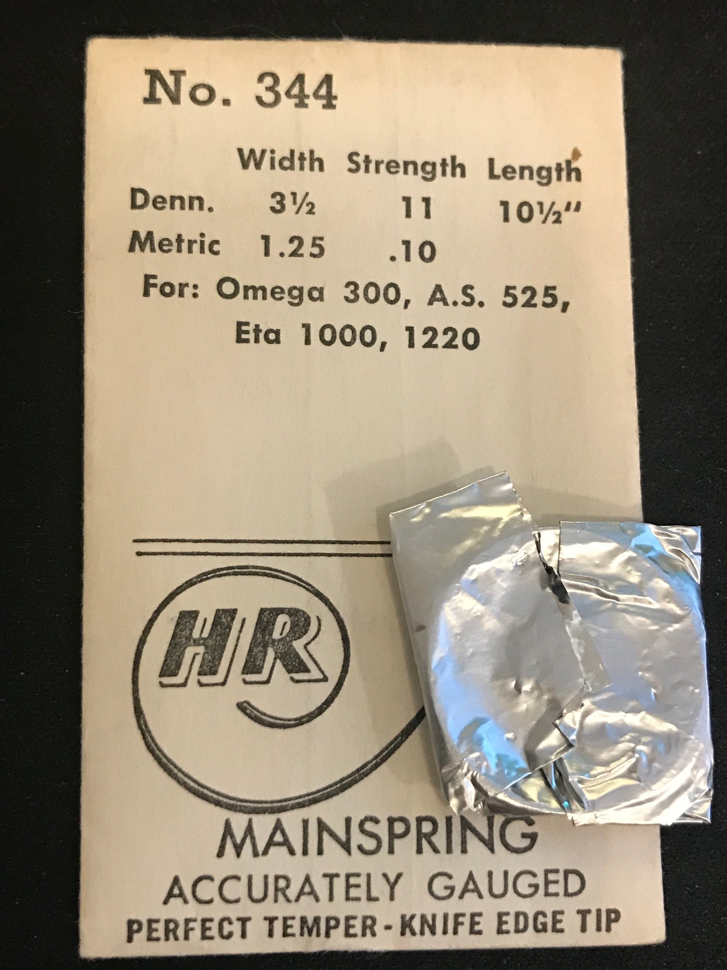 HR Mainspring No. 344 for Omega 300, ETA 1000, 1220 - Steel