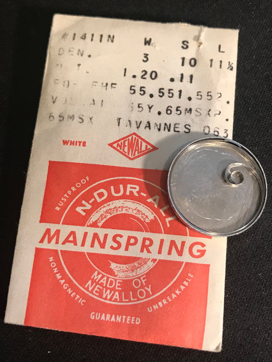 NEWALL Mainspring #1411N for Tavannes 063, Vulcain 65Y, FHF 55, 551, 552 - Alloy