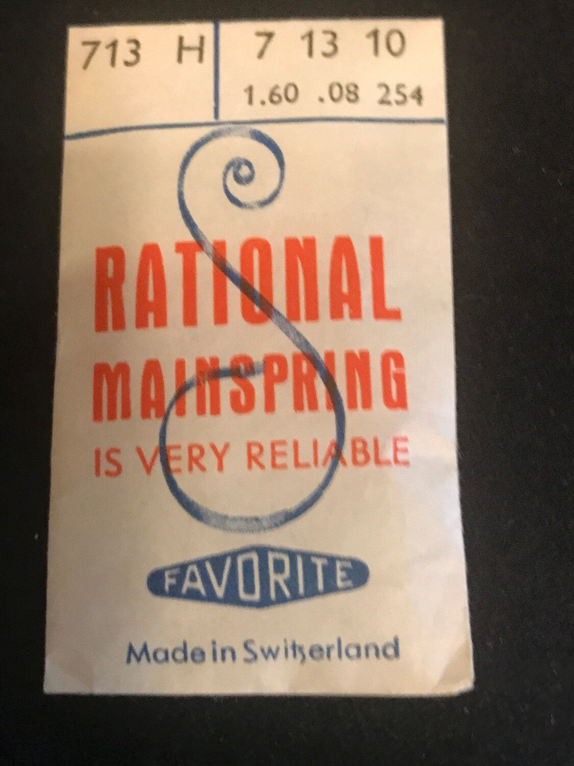 Favorite Rational Mainspring 713H for Felsa 64, 298 & Fleurier 370 - Steel