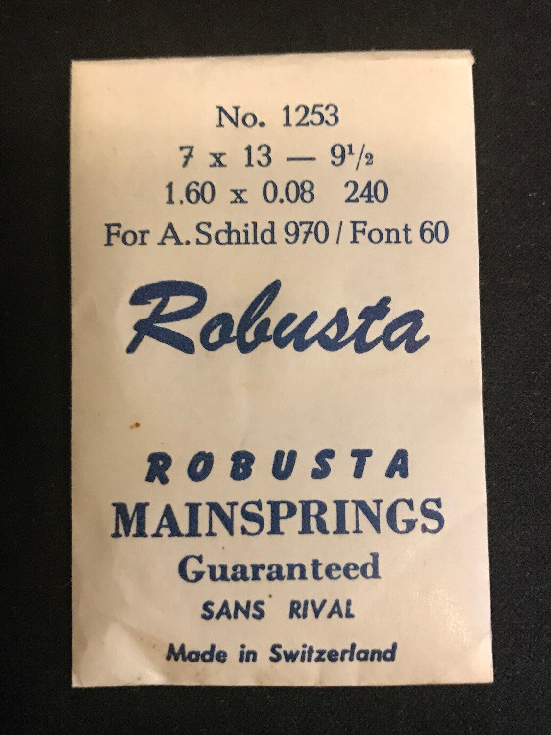 Robusta Mainspring No. 1253 for A.S. 970 & Font 60 movements - Steel