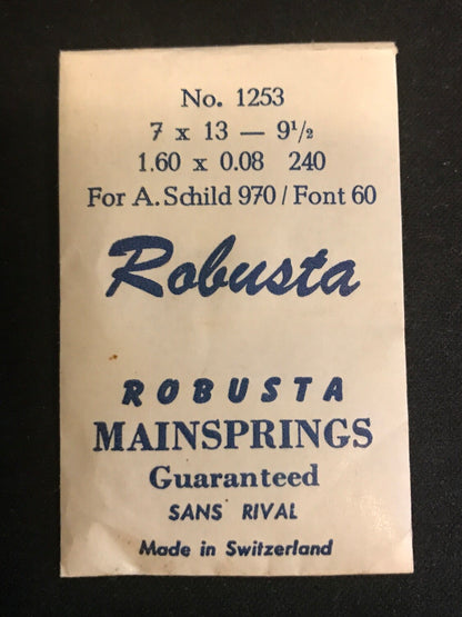 Robusta Mainspring No. 1253 for A.S. 970 & Font 60 movements - Steel
