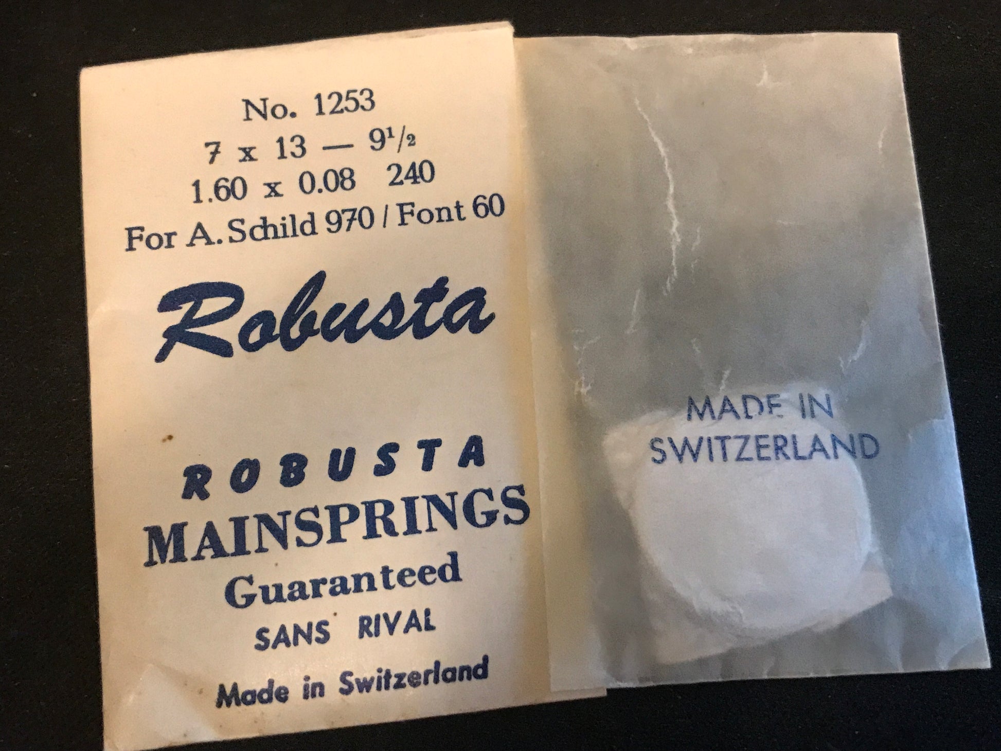 Robusta Mainspring No. 1253 for A.S. 970 & Font 60 movements - Steel