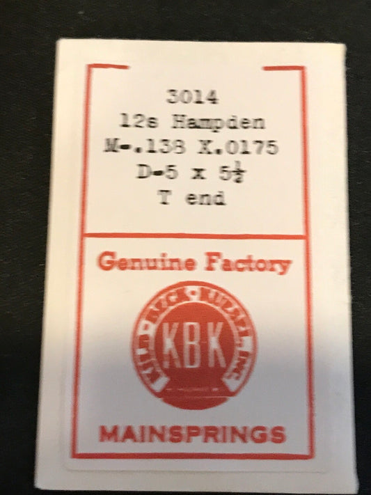 KBK Mainspring #3014 for Hampden 12s No. 12696 - Steel