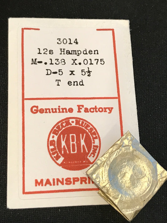 KBK Mainspring #3014 for Hampden 12s No. 12696 - Steel