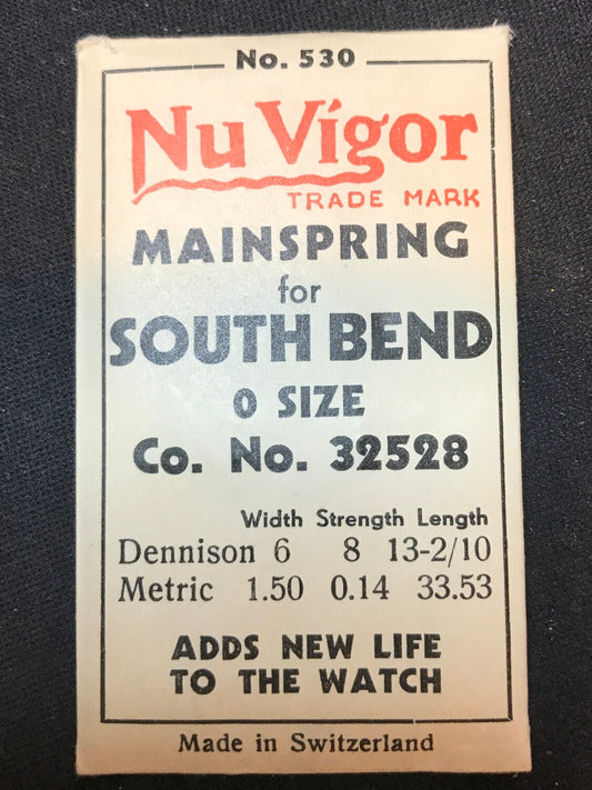 NuVigor Mainspring #530 for 0s South Bend No. 32528 - Steel