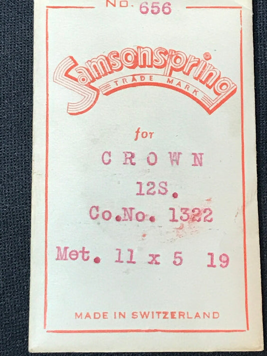 Samsonspring Mainspring No. 656 for Crown 12s No. 1322 - Steel
