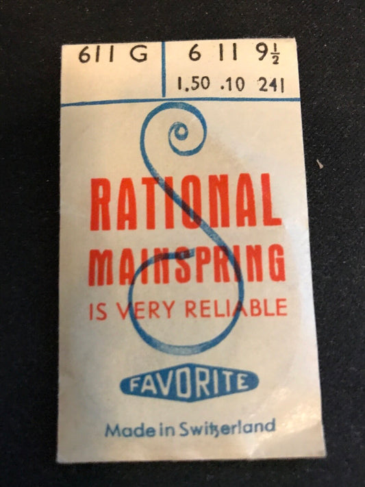 Favorite Rational Mainspring 611G for Oris 361, 362, 370, 371, 450N, 451, etc - Steel