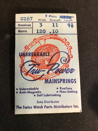 Tru-Power Mainspring U287 for Gruen caliber 235, 430, 431, 435, 440, 719 - Alloy