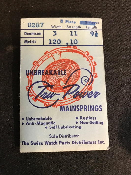 Tru-Power Mainspring U287 for Gruen caliber 235, 430, 431, 435, 440, 719 - Alloy