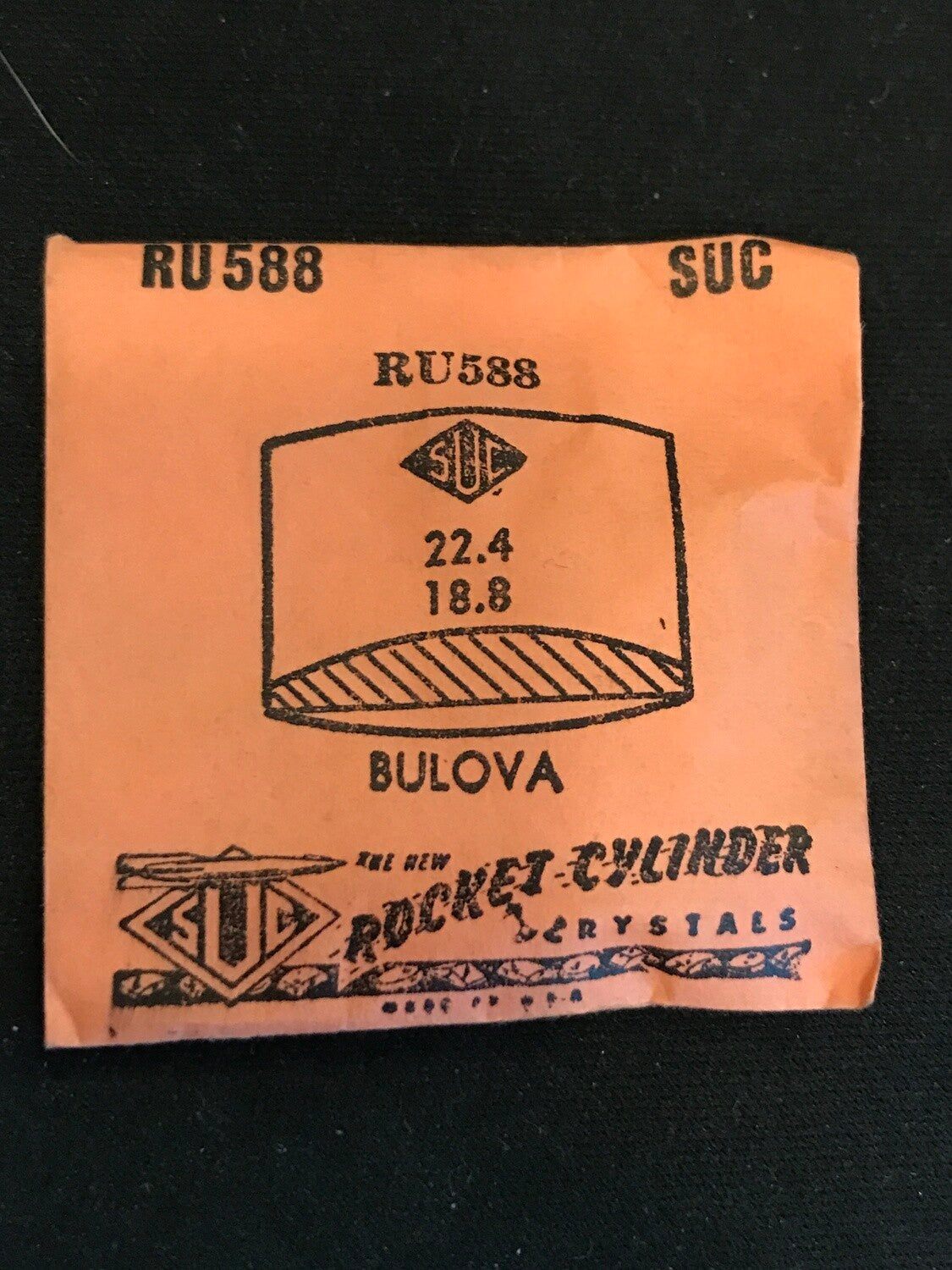 SUC Rocket Crystal RU 588 for Bulova - 22.4 x 18.8mm - New