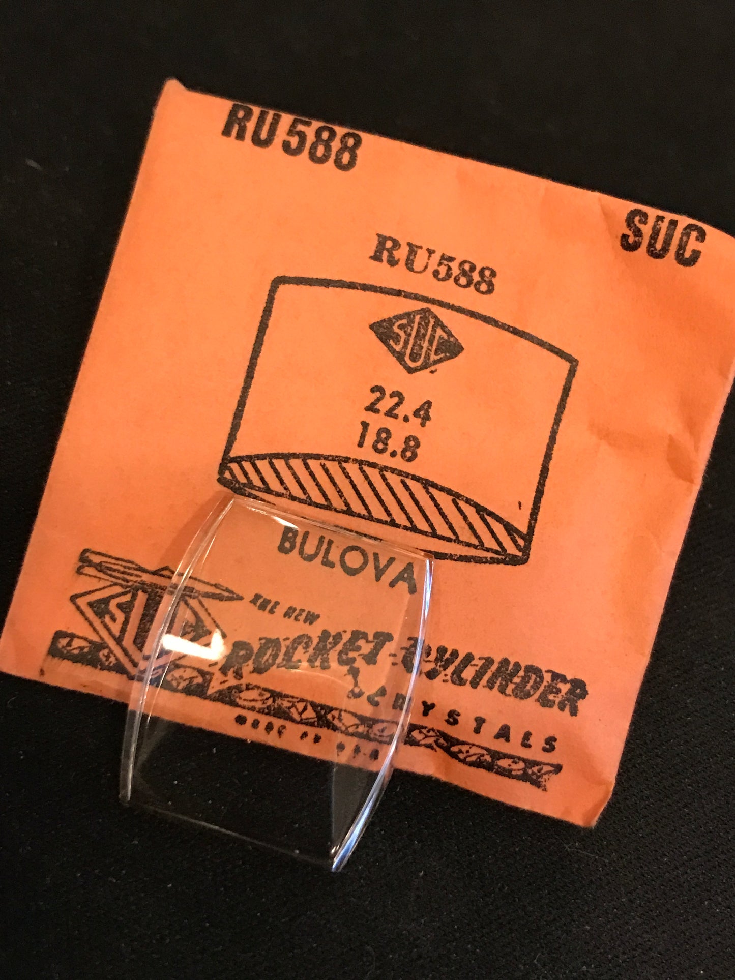 SUC Rocket Crystal RU 588 for Bulova - 22.4 x 18.8mm - New
