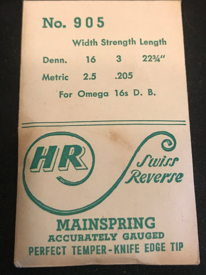 HR Mainspring No. 905 for 16s Omega Pocket Watch - Steel