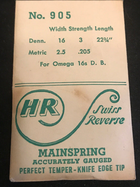 HR Mainspring No. 905 for 16s Omega Pocket Watch - Steel
