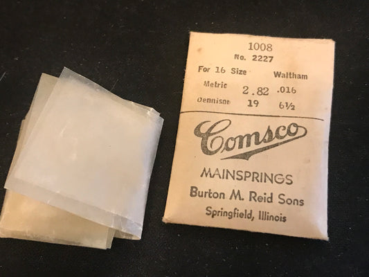 Comsco Mainspring #1008 for Waltham 16s Factory No. 2227 - Steel