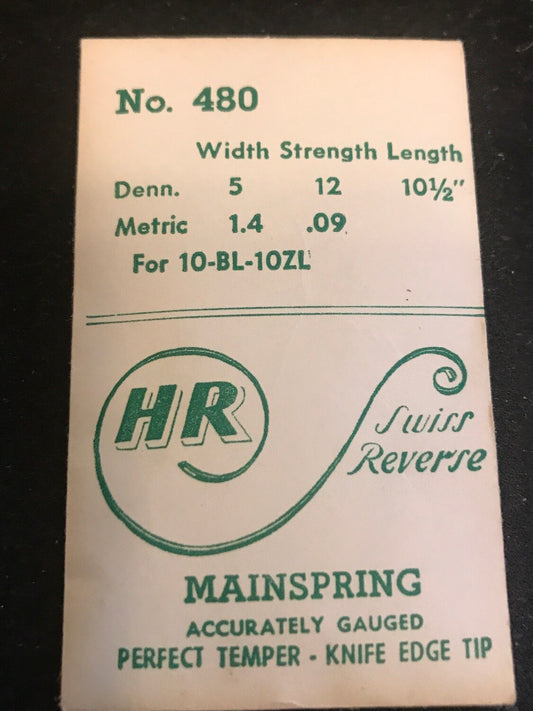 HR Mainspring #480 for Bulova 10BL, 10ZL - Steel