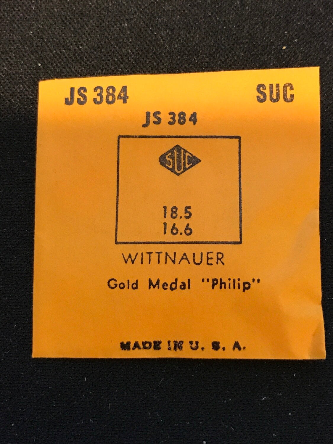 SUC Crystal JS 384 for Wittnauer Gold Model Philip - 18.5 x 16.6mm - New