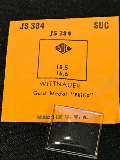 SUC Crystal JS 384 for Wittnauer Gold Model Philip - 18.5 x 16.6mm - New
