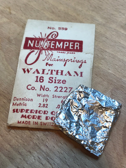 NuTemper Mainspring #559 for Waltham 16s, No. 2227 - Steel