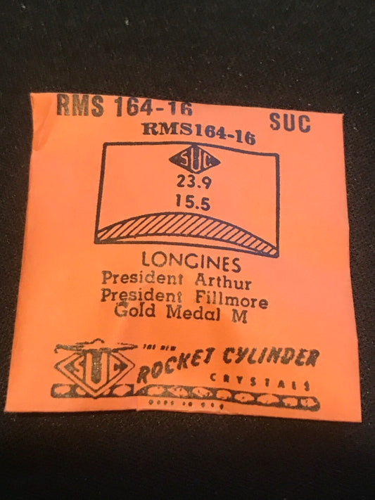 SUC Rocket Crystal RMS 164-16 for LONGINES President Arthur & Fillmore - 23.9 x 15.5mm - New