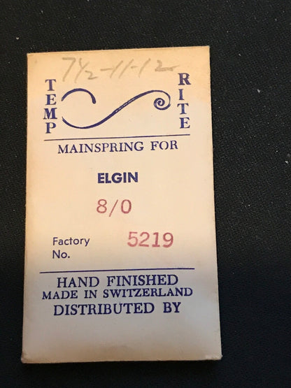 Temp-Rite Mainspring for Elgin 8/0s No. 5219 - Steel