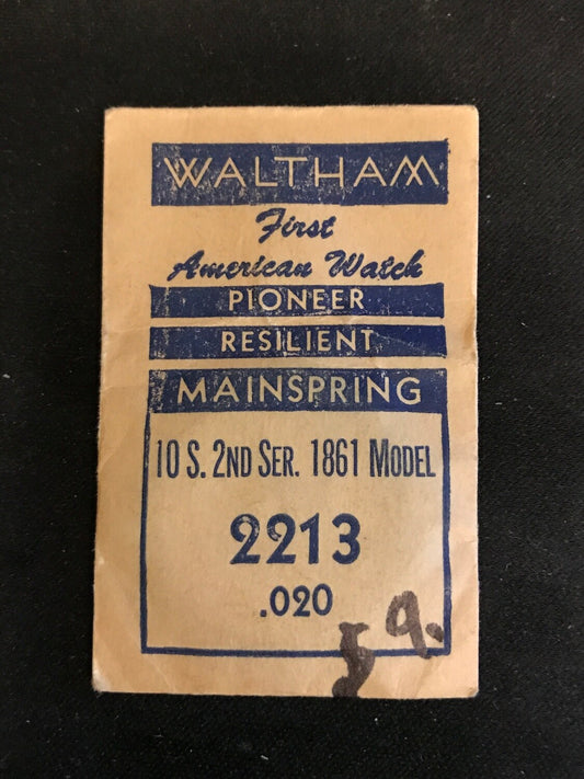 Waltham Factory Mainspring for 10s 1861 Model 2213 - Steel