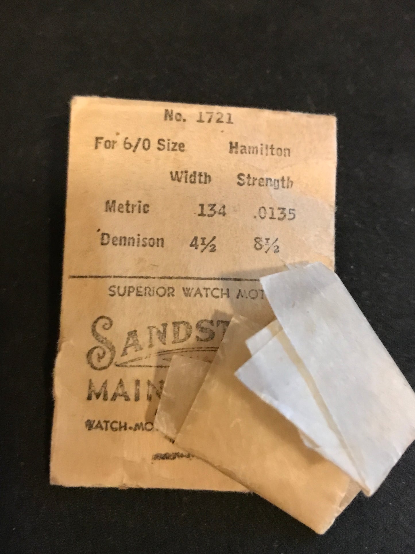 Sandsteel Mainspring for Hamilton 6/0s Factory No. 1721 - Steel