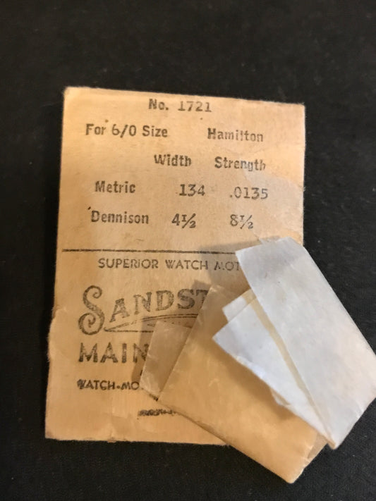 Sandsteel Mainspring for Hamilton 6/0s Factory No. 1721 - Steel