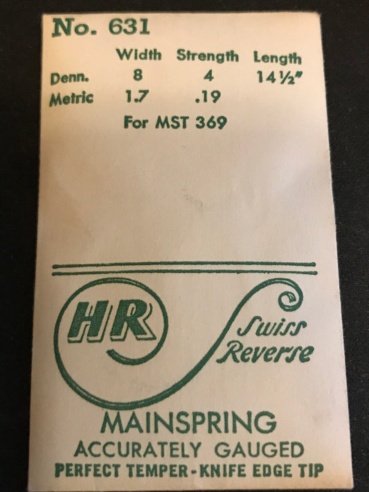 HR Mainspring No. 631 for MST caliber 369 - Steel