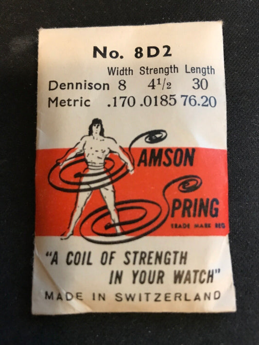 Samson Mainspring No. 8D2 for Roamer 8 Pocket Watch - steel