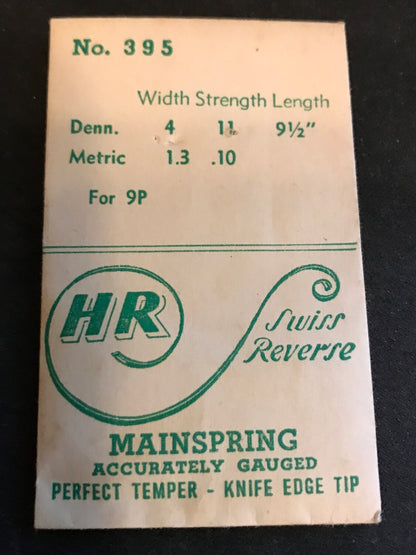 HR Mainspring 395 for Bulova 9P & Gruen 163, 165, 167, 168, 252, 612 - Steel