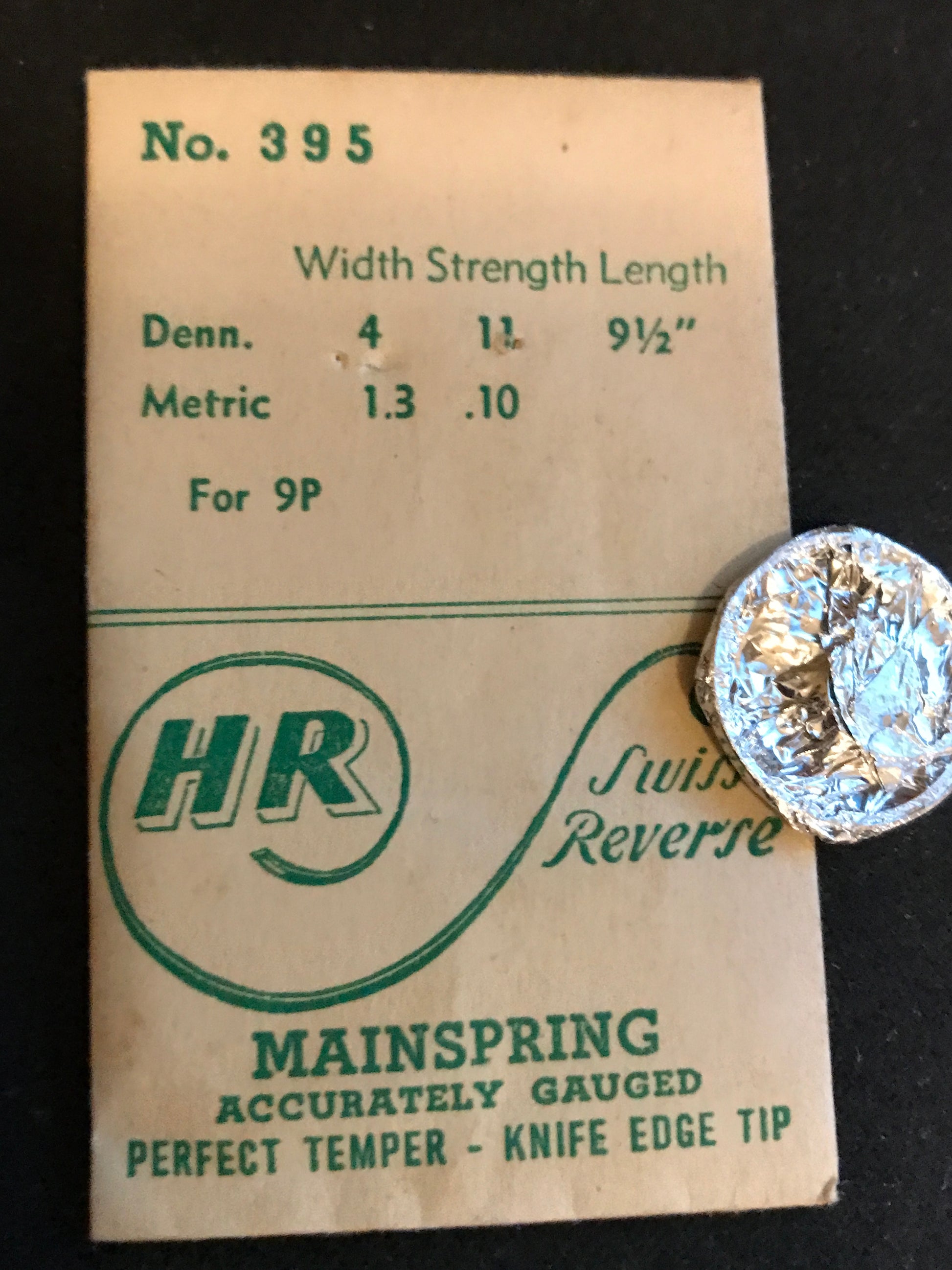 HR Mainspring 395 for Bulova 9P & Gruen 163, 165, 167, 168, 252, 612 - Steel