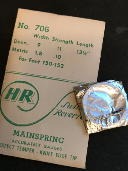 HR Mainspring No. 706 for Font caliber 150, 152 - Steel