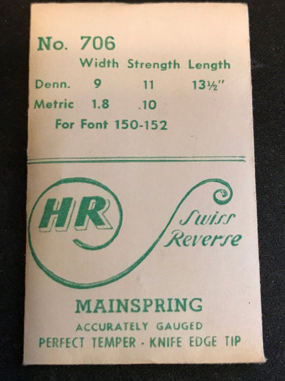HR Mainspring No. 706 for Font caliber 150, 152 - Steel
