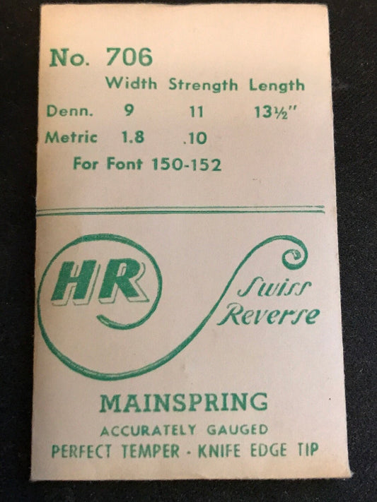 HR Mainspring No. 706 for Font caliber 150, 152 - Steel