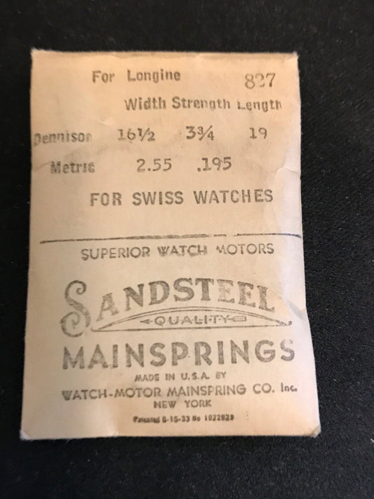 Sandsteel Mainspring #827 for Longines caliber 17/25 - Steel