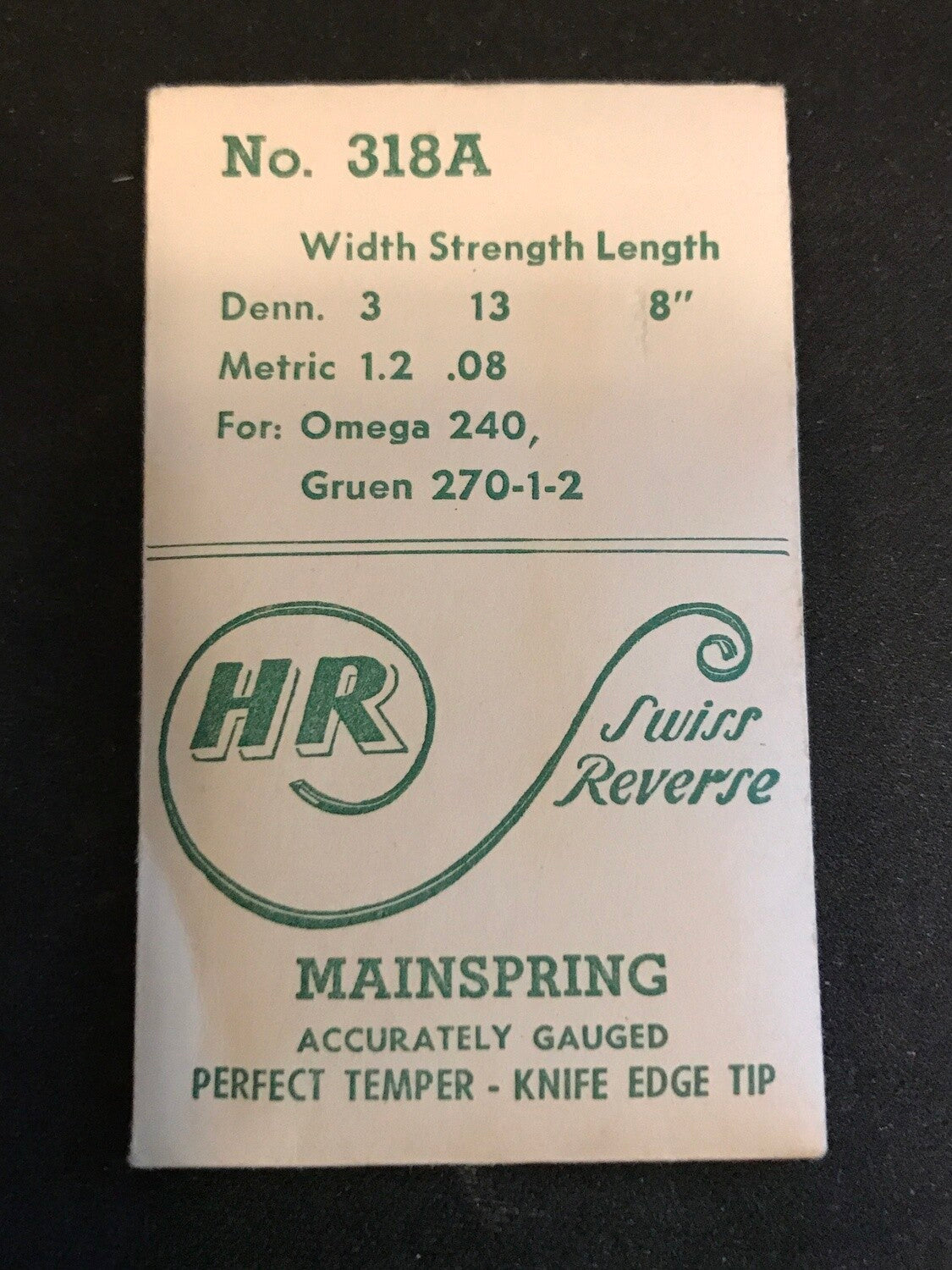 HR Mainspring 318A for Gruen 270, 271, 272 & Omega 240 - Steel