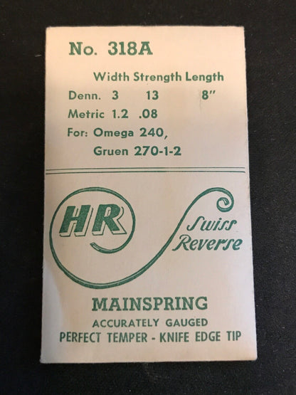 HR Mainspring 318A for Gruen 270, 271, 272 & Omega 240 - Steel
