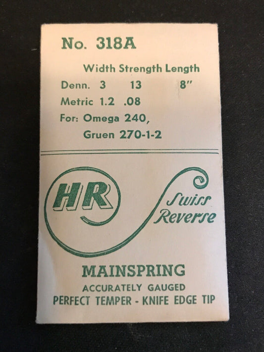 HR Mainspring 318A for Gruen 270, 271, 272 & Omega 240 - Steel