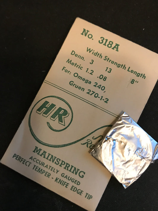 HR Mainspring 318A for Gruen 270, 271, 272 & Omega 240 - Steel