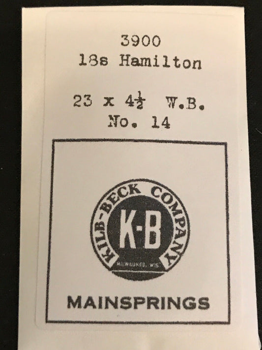 Kilb-Beck Mainspring #3900 for Hamilton 18s No. 14 - Steel