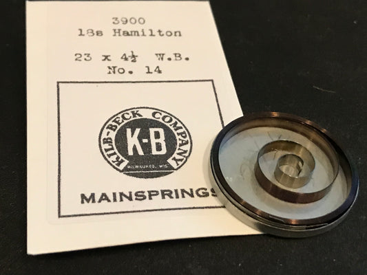 Kilb-Beck Mainspring #3900 for Hamilton 18s No. 14 - Steel